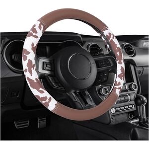 Brown and White Cow Print Steering Wheel Cover New